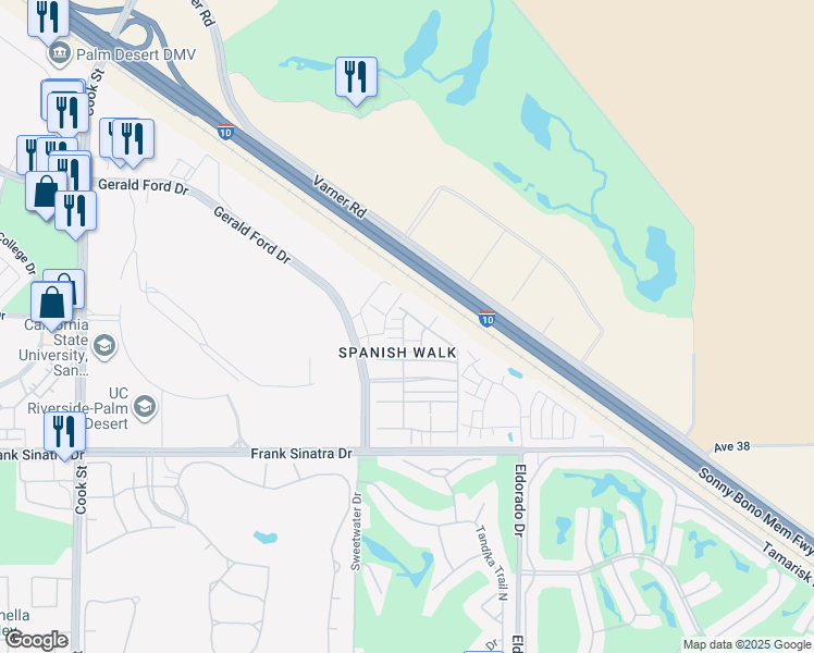 map of restaurants, bars, coffee shops, grocery stores, and more near 211 Paseo Gregario in Palm Desert