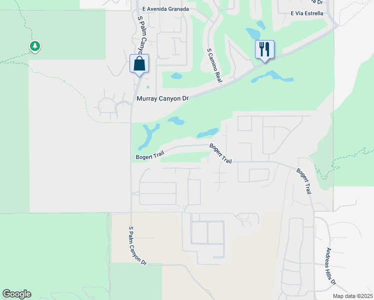 map of restaurants, bars, coffee shops, grocery stores, and more near 575 Bogert Trail in Palm Springs