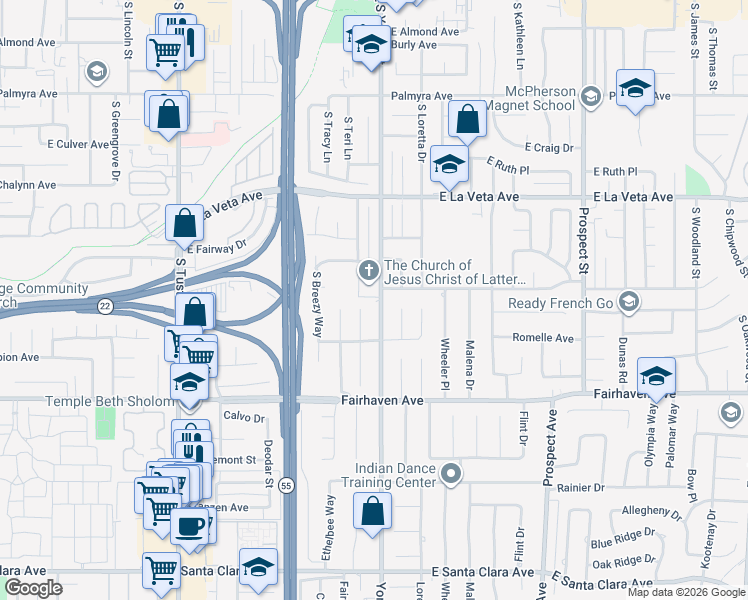 map of restaurants, bars, coffee shops, grocery stores, and more near 700 South Yorba Street in Orange
