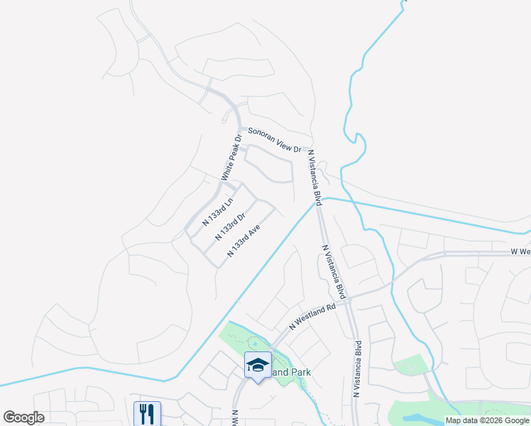 map of restaurants, bars, coffee shops, grocery stores, and more near 32247 North 132nd Avenue in Peoria