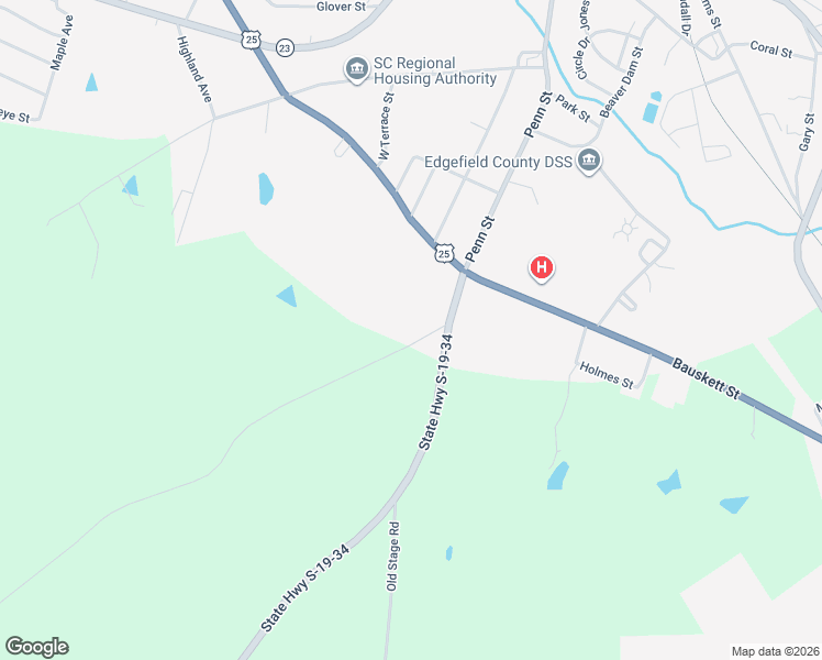 map of restaurants, bars, coffee shops, grocery stores, and more near 12 Cantelou Road in Edgefield