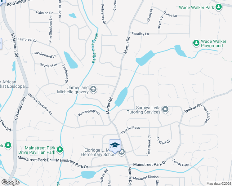 map of restaurants, bars, coffee shops, grocery stores, and more near 720 Martin Rd in Stone Mountain