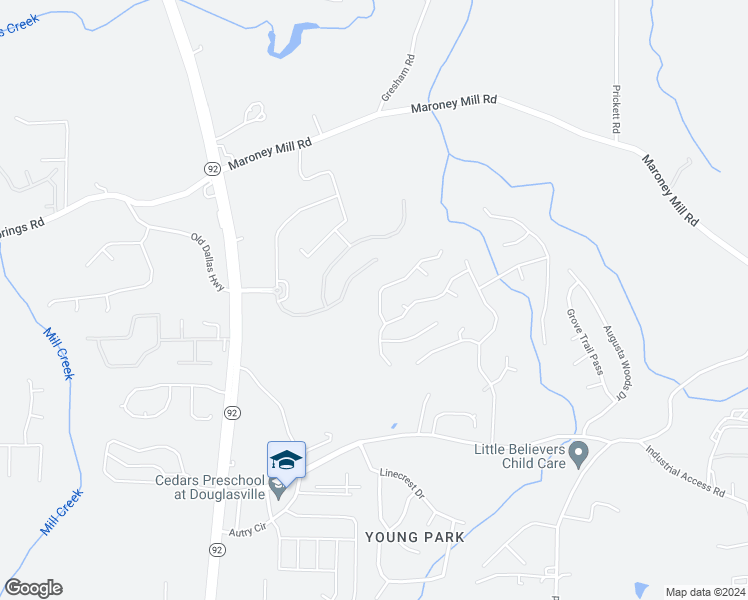 map of restaurants, bars, coffee shops, grocery stores, and more near 7365 Essex Drive in Douglasville