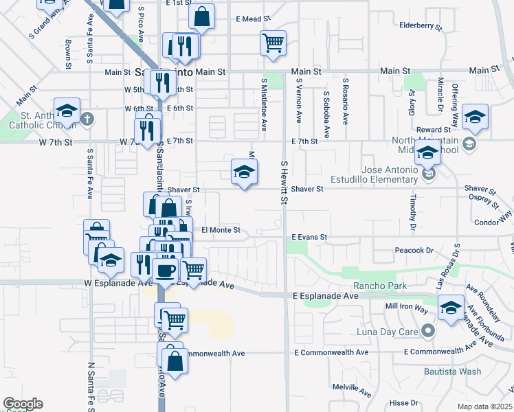 map of restaurants, bars, coffee shops, grocery stores, and more near 475 East Old 2nd Street in San Jacinto