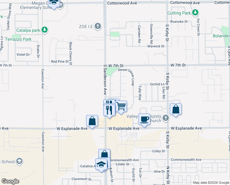map of restaurants, bars, coffee shops, grocery stores, and more near 2246 Purple Finch Court in San Jacinto