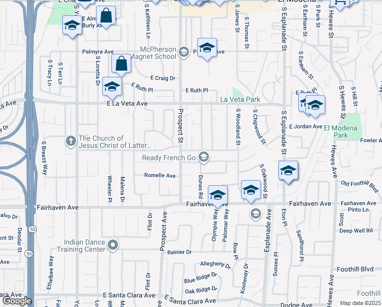 map of restaurants, bars, coffee shops, grocery stores, and more near 18042 Larkstone Dr in Santa Ana