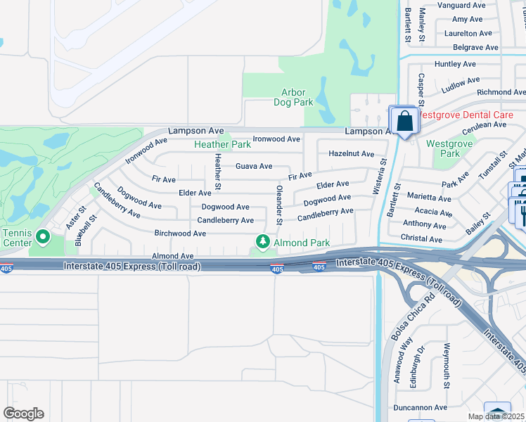 map of restaurants, bars, coffee shops, grocery stores, and more near 4600 Dogwood Avenue in Seal Beach