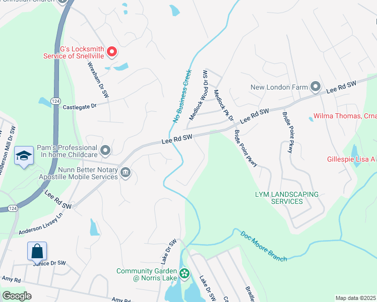 map of restaurants, bars, coffee shops, grocery stores, and more near 4337 James Wade Drive in Snellville