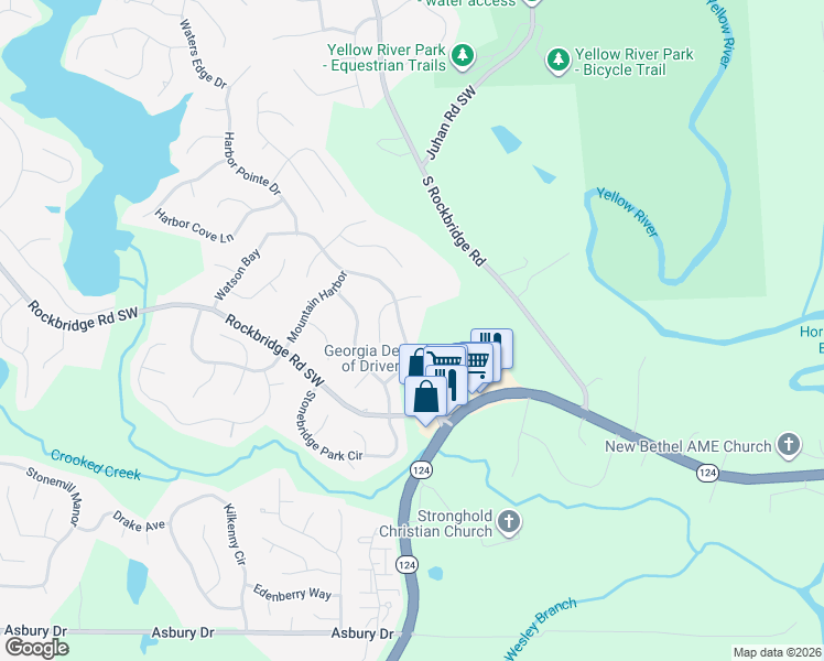 map of restaurants, bars, coffee shops, grocery stores, and more near 638 Watson Bay in Stone Mountain