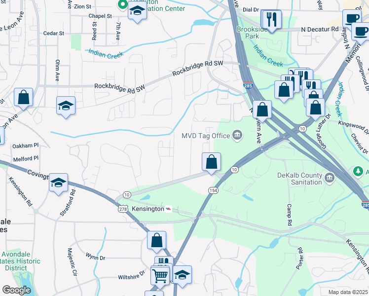 map of restaurants, bars, coffee shops, grocery stores, and more near 669 Farrar Ct in Decatur