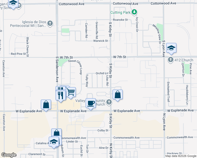 map of restaurants, bars, coffee shops, grocery stores, and more near 1055 Sundew Way in San Jacinto