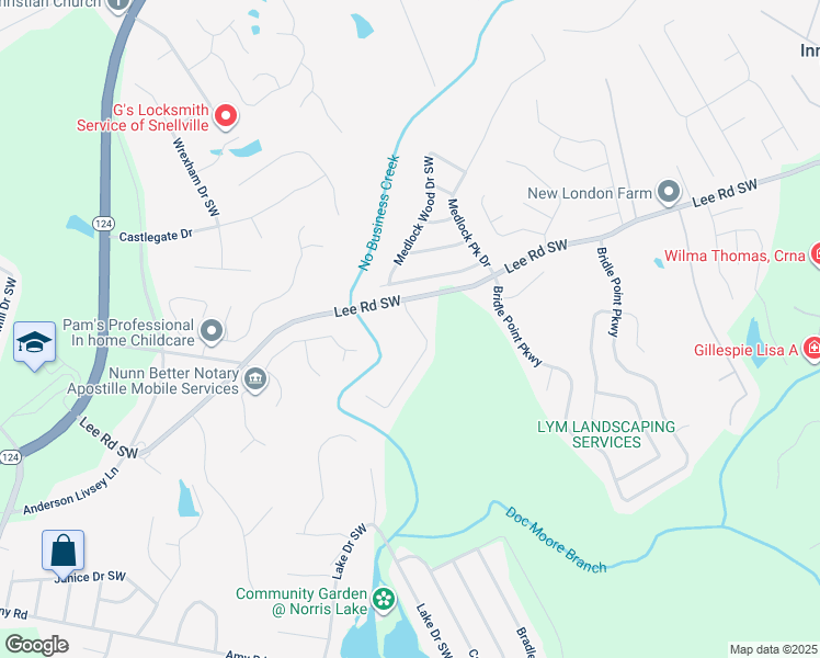 map of restaurants, bars, coffee shops, grocery stores, and more near 4337 James Wade Drive in Snellville
