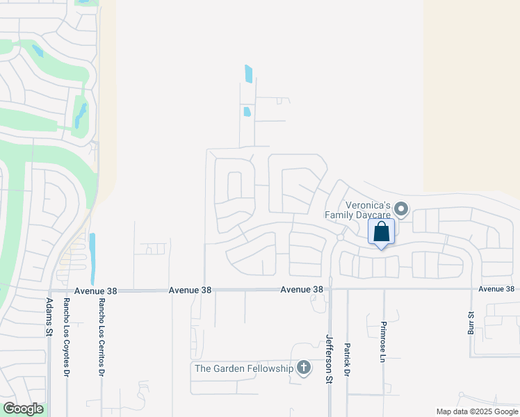 map of restaurants, bars, coffee shops, grocery stores, and more near 37434 Bradford Drive in Indio