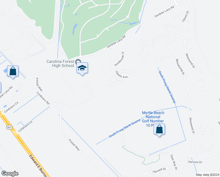 map of restaurants, bars, coffee shops, grocery stores, and more near 5059 Glenbrook Drive in Myrtle Beach