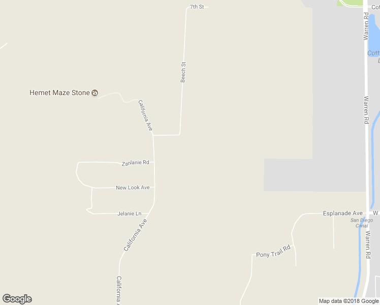 map of restaurants, bars, coffee shops, grocery stores, and more near 23592 Beech Street in Hemet