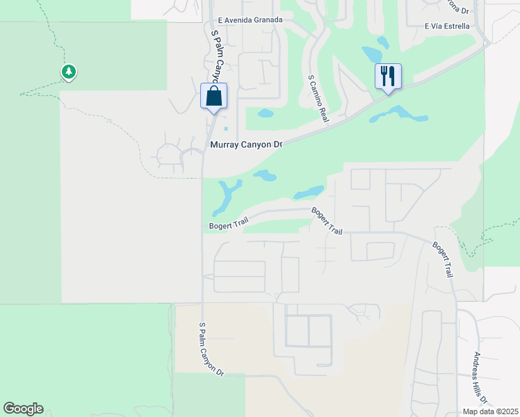 map of restaurants, bars, coffee shops, grocery stores, and more near 450 Bogert Trail in Palm Springs