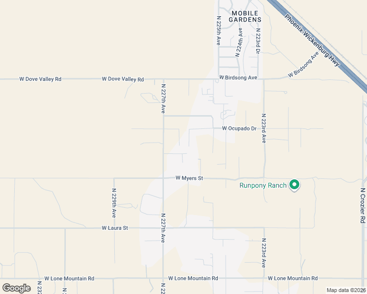 map of restaurants, bars, coffee shops, grocery stores, and more near 32415 North 226th Drive in Wittmann