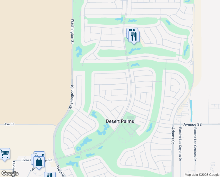 map of restaurants, bars, coffee shops, grocery stores, and more near 78326 Moongold Road in Palm Desert