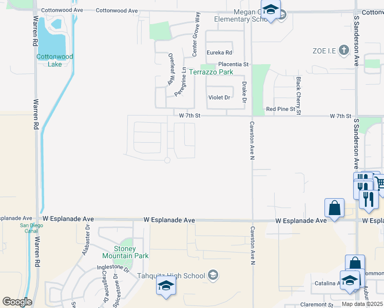map of restaurants, bars, coffee shops, grocery stores, and more near 752 Highlands Drive in San Jacinto