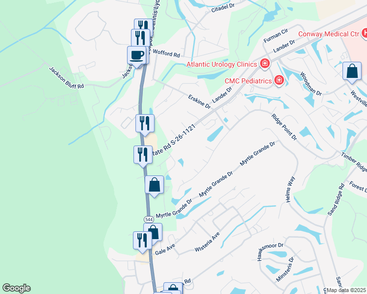 map of restaurants, bars, coffee shops, grocery stores, and more near 872 Singleton Ridge Road in Conway