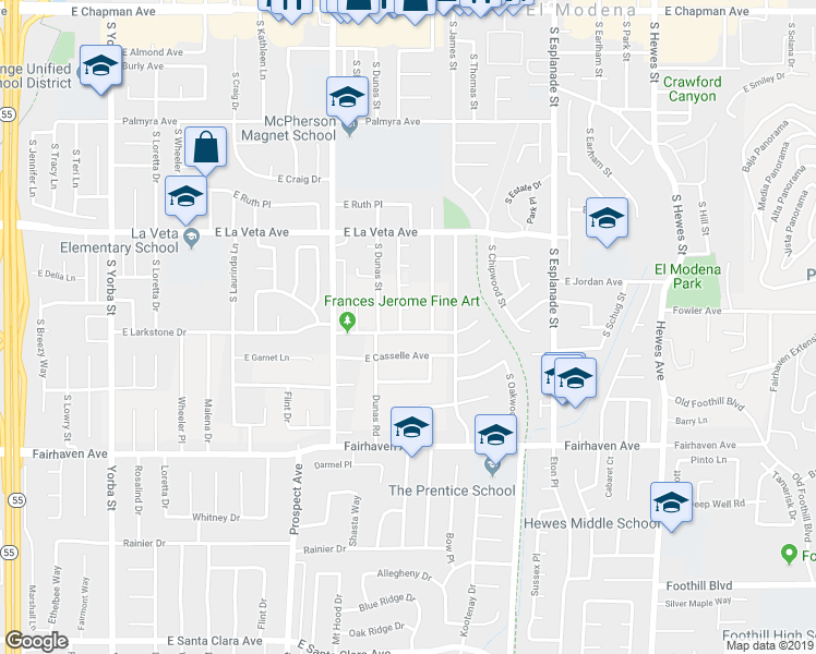map of restaurants, bars, coffee shops, grocery stores, and more near 18161 Larkstone Drive in Santa Ana