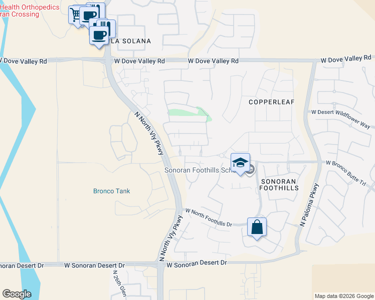 map of restaurants, bars, coffee shops, grocery stores, and more near West Bronco Butte Trail in Phoenix