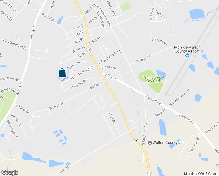 map of restaurants, bars, coffee shops, grocery stores, and more near 1409 Georgia 11 in Monroe