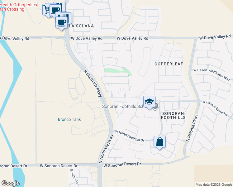 map of restaurants, bars, coffee shops, grocery stores, and more near 2352 West Bronco Butte Trail in Phoenix