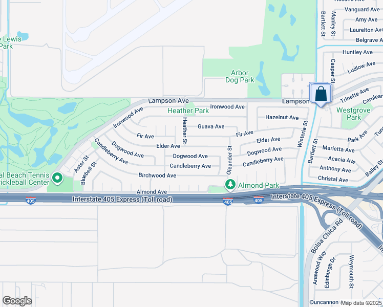 map of restaurants, bars, coffee shops, grocery stores, and more near 4501 Dogwood Avenue in Seal Beach