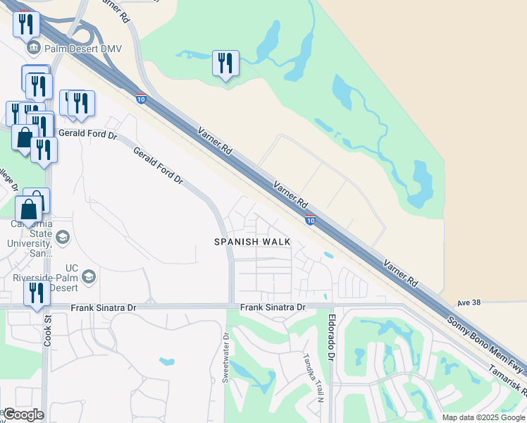 map of restaurants, bars, coffee shops, grocery stores, and more near 211 Paseo Gregario in Palm Desert