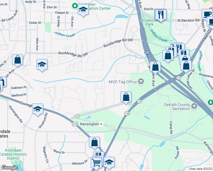 map of restaurants, bars, coffee shops, grocery stores, and more near 669 Farrar Court in Decatur