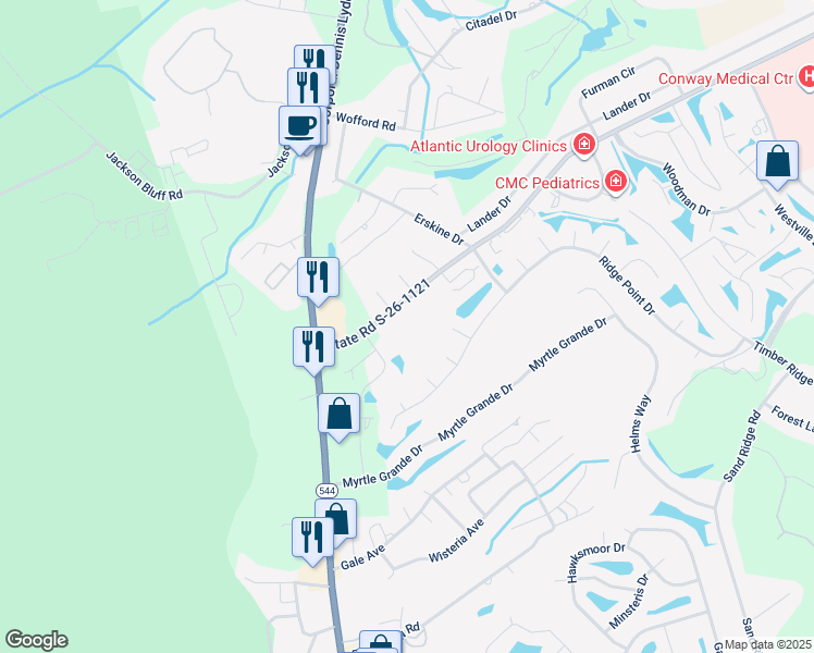 map of restaurants, bars, coffee shops, grocery stores, and more near 872 Singleton Ridge Road in Conway