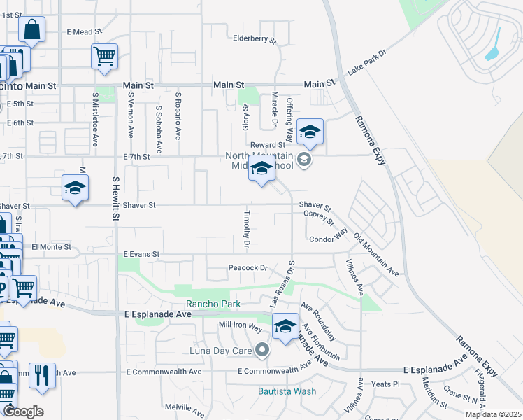 map of restaurants, bars, coffee shops, grocery stores, and more near 1049 Jude Court in San Jacinto