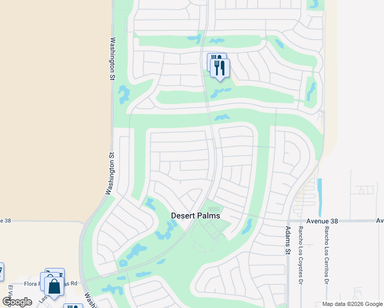 map of restaurants, bars, coffee shops, grocery stores, and more near 78391 Desert Willow Drive in Palm Desert