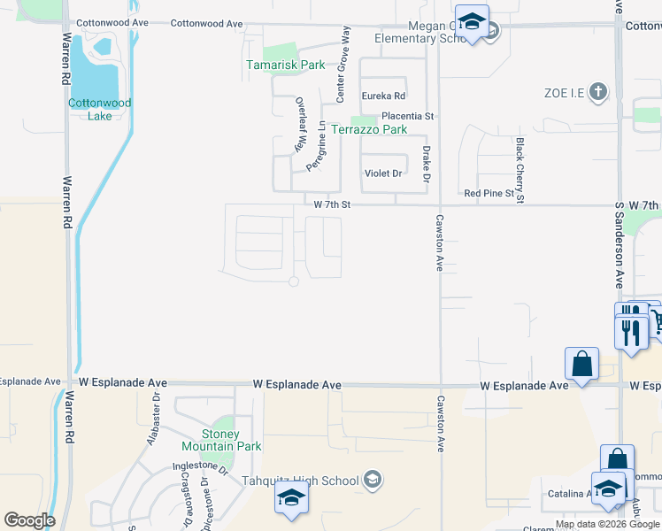map of restaurants, bars, coffee shops, grocery stores, and more near 3047 Harvest Lane in San Jacinto