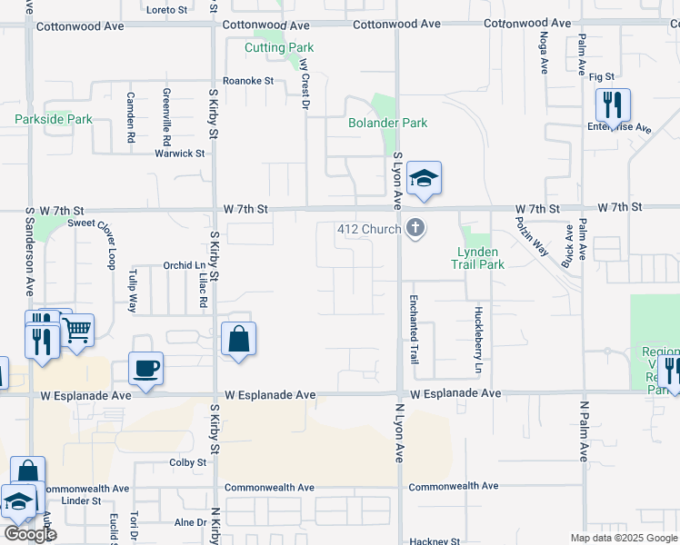 map of restaurants, bars, coffee shops, grocery stores, and more near Greystone Way in San Jacinto