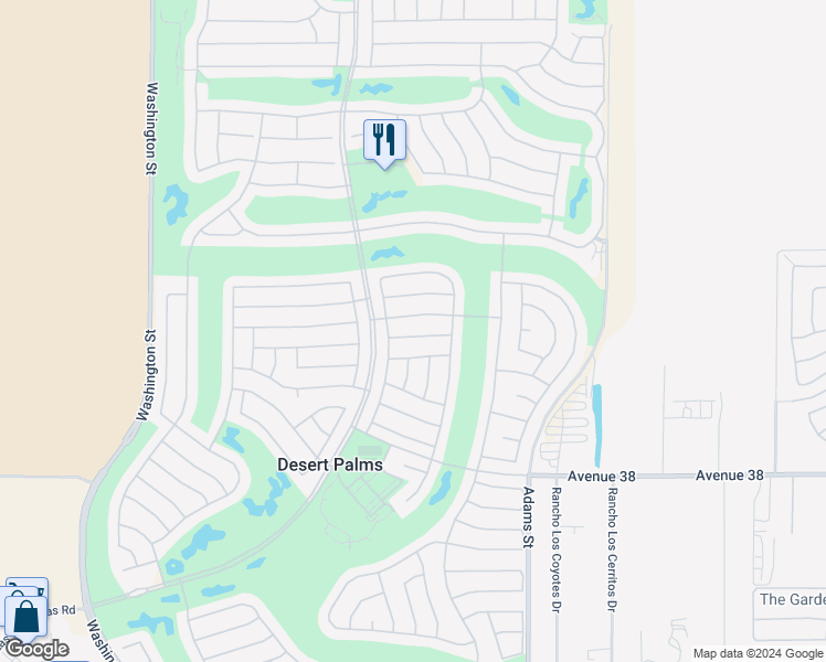 map of restaurants, bars, coffee shops, grocery stores, and more near 78576 Bougainvillea Drive in Palm Desert