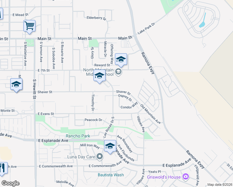 map of restaurants, bars, coffee shops, grocery stores, and more near 1209 Osprey Street in San Jacinto