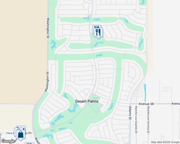 map of restaurants, bars, coffee shops, grocery stores, and more near 78441 Desert Willow Drive in Palm Desert