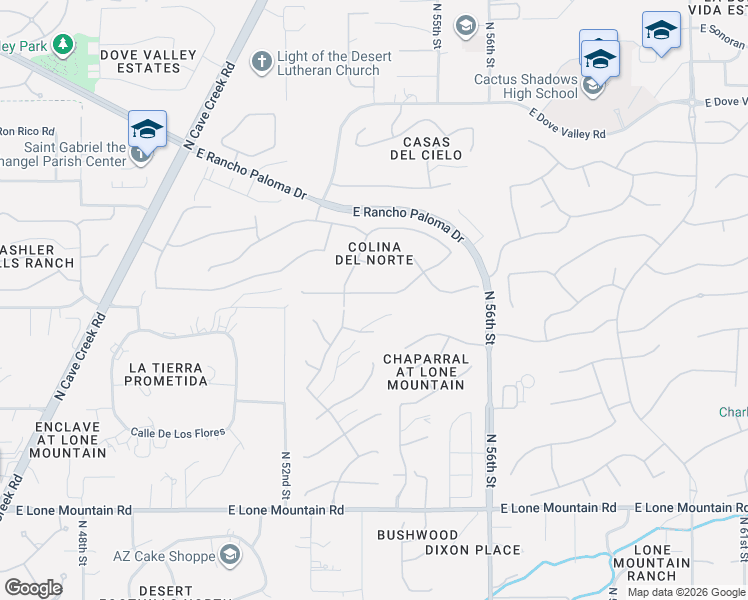 map of restaurants, bars, coffee shops, grocery stores, and more near 5329 East Thunder Hawk Road in Cave Creek