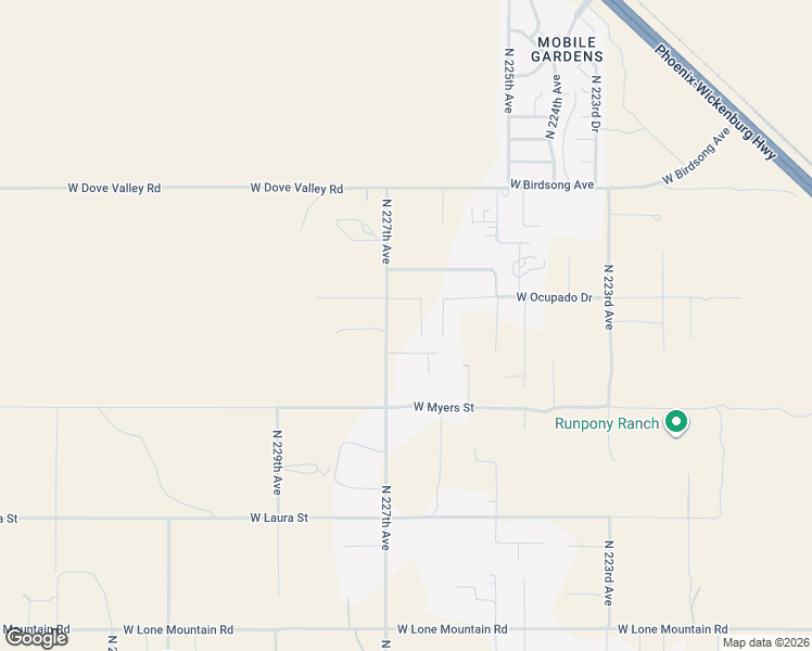 map of restaurants, bars, coffee shops, grocery stores, and more near 32415 North 226th Drive in Wittmann