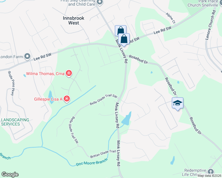 map of restaurants, bars, coffee shops, grocery stores, and more near 3655 Belle Glade Trail in Snellville