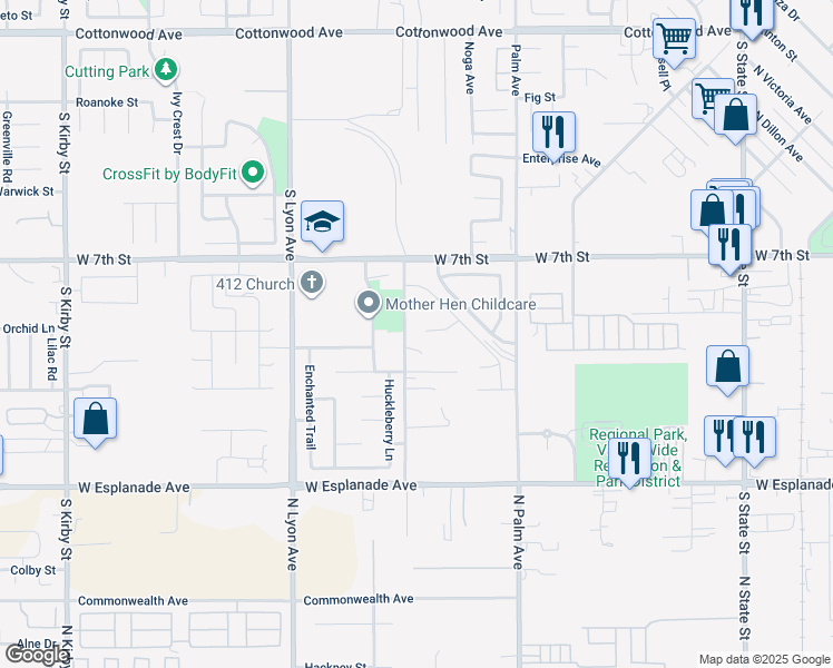 map of restaurants, bars, coffee shops, grocery stores, and more near 1272 Corte Del Sol in San Jacinto