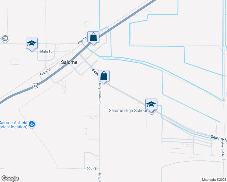 map of restaurants, bars, coffee shops, grocery stores, and more near 67191 Salome Road in Salome
