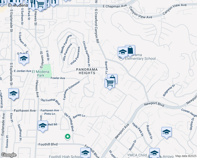 map of restaurants, bars, coffee shops, grocery stores, and more near 12683 Barrett Lane in Santa Ana
