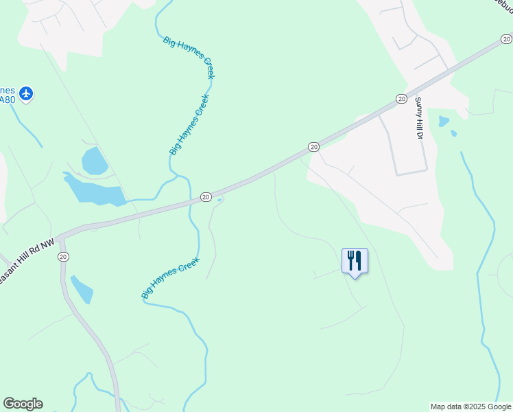map of restaurants, bars, coffee shops, grocery stores, and more near 2100 Indian Shoals Drive in Loganville