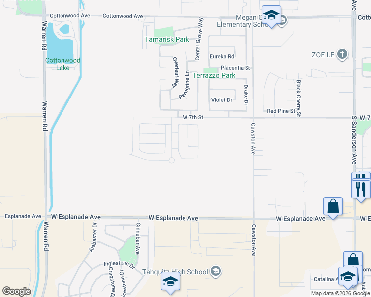 map of restaurants, bars, coffee shops, grocery stores, and more near 3075 Desiree Drive in San Jacinto