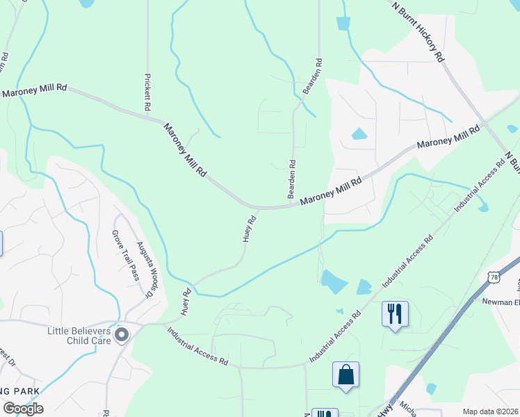 map of restaurants, bars, coffee shops, grocery stores, and more near 4648 Maroney Mill Road in Douglasville
