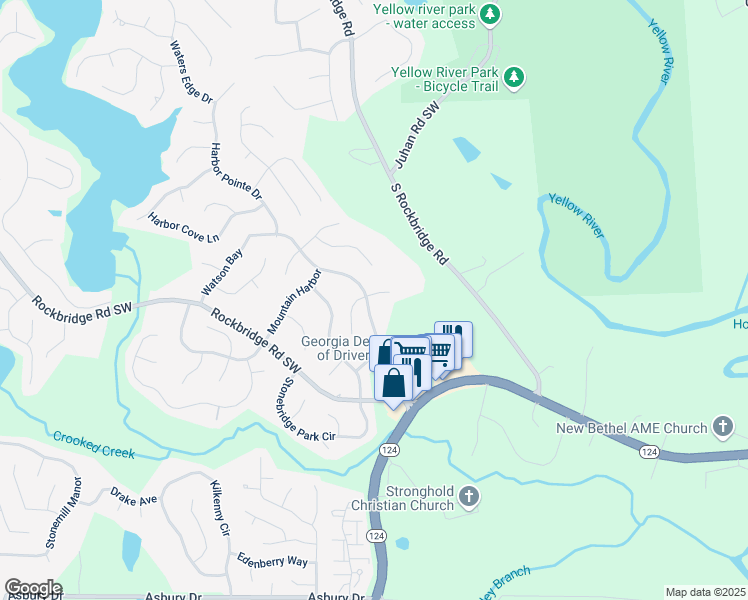 map of restaurants, bars, coffee shops, grocery stores, and more near 612 Watson Bay in Stone Mountain