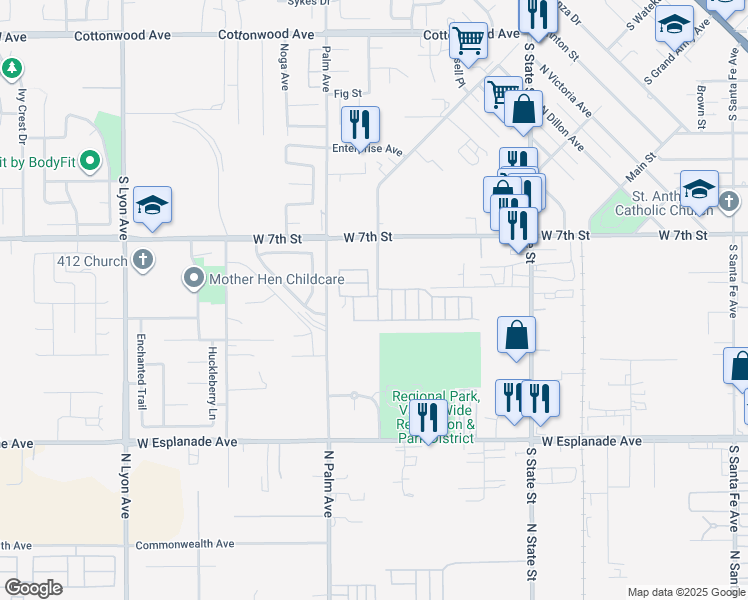 map of restaurants, bars, coffee shops, grocery stores, and more near 913 South Grand Avenue in San Jacinto
